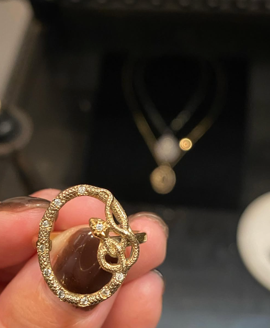 Snake Framed Amulet Ring