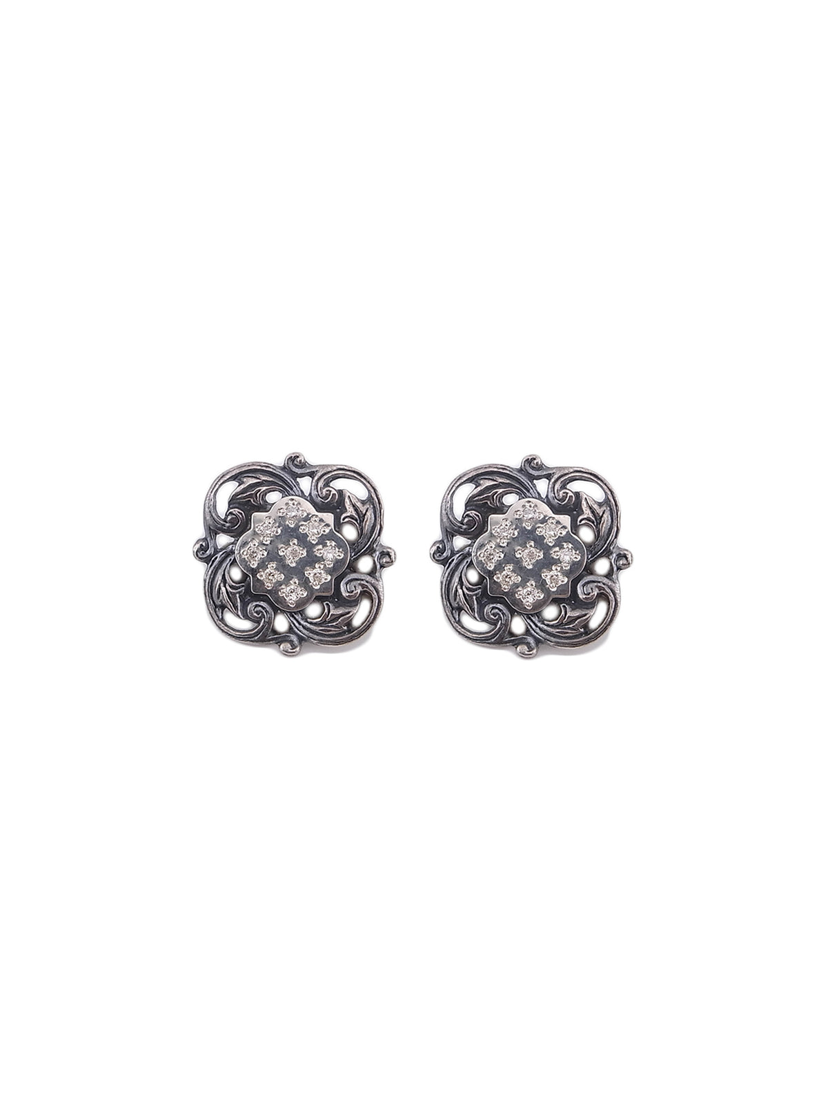 Shield Flower Diamond Earrings
