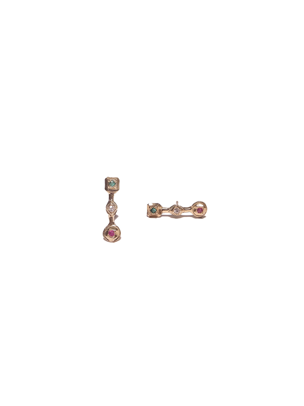 Classical Three Chaton Earrings