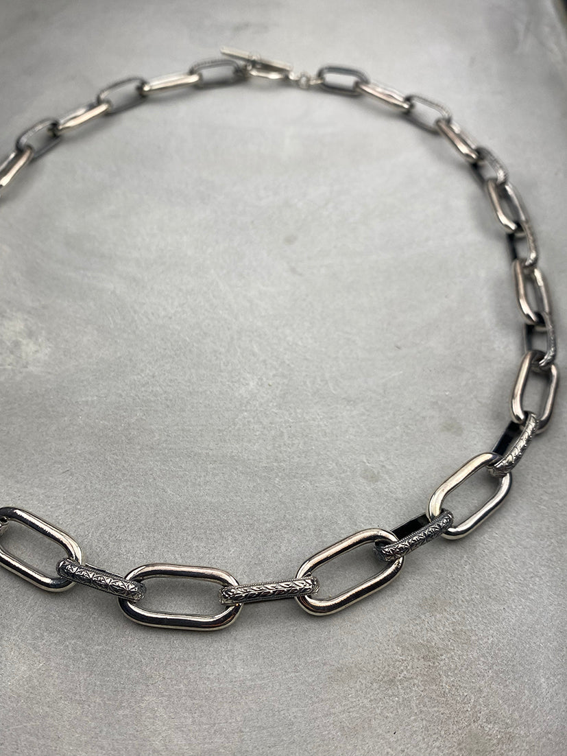 Engraved Chain Link Necklace