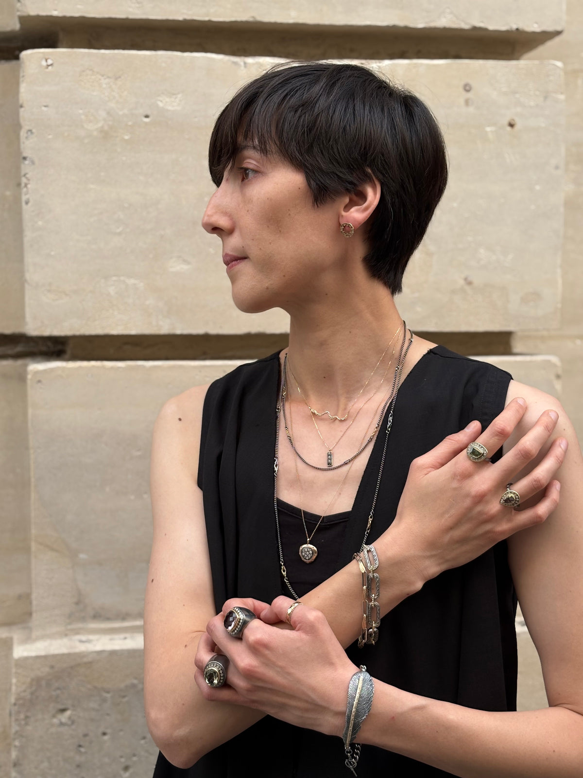 Contrast Studded Necklace