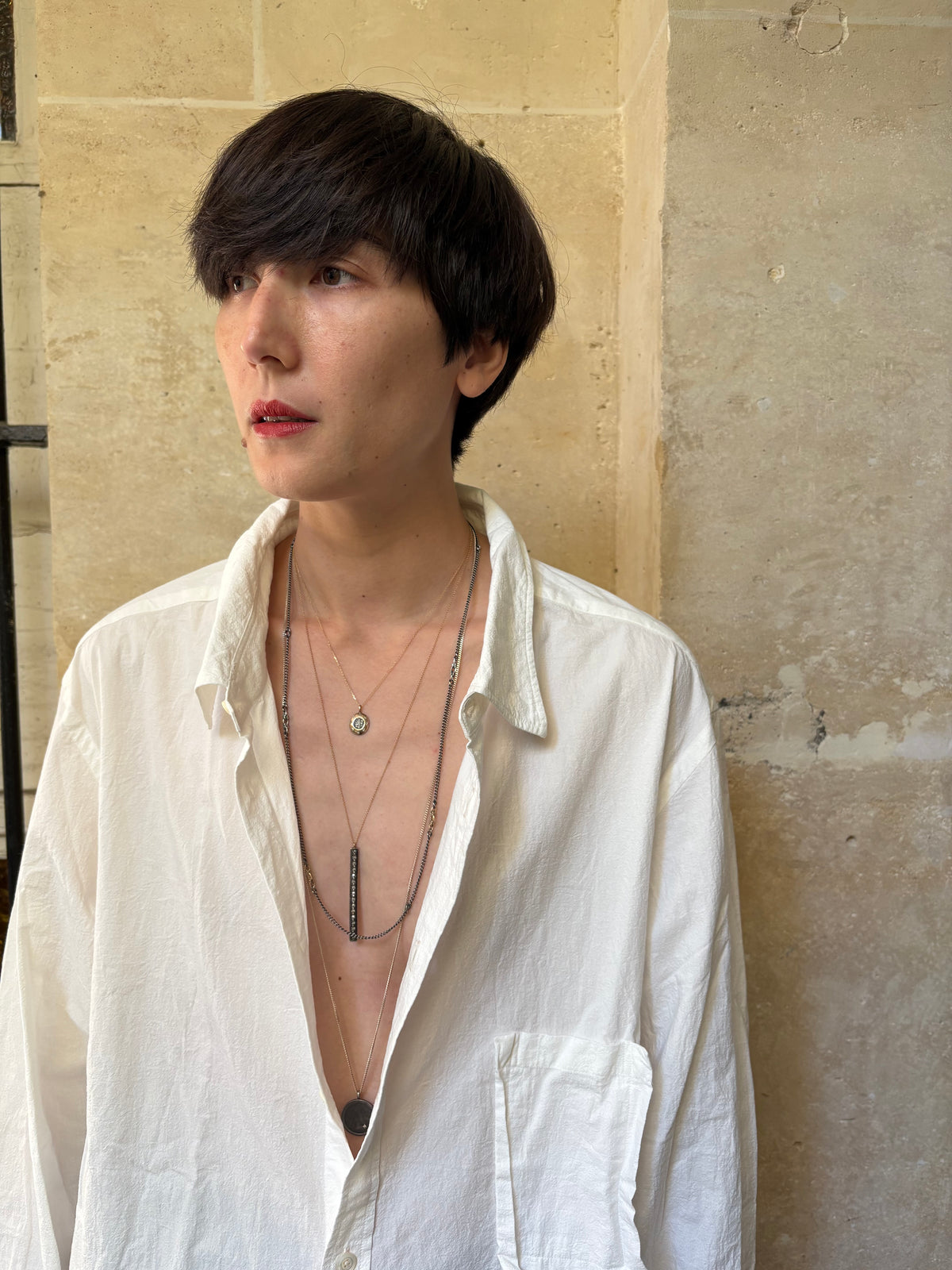 Contrast Studded Long Necklace