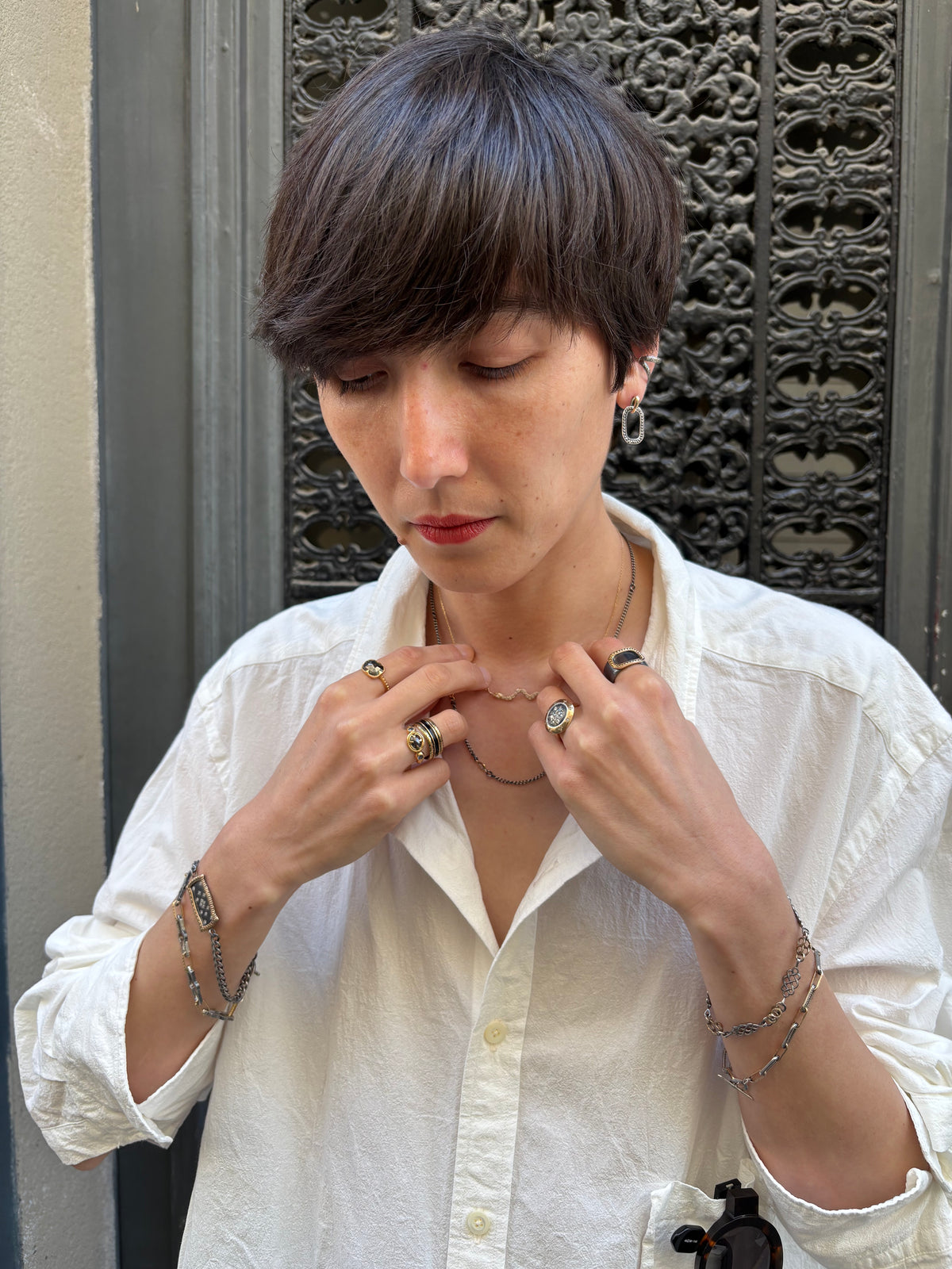 Landscape Contrast Chain Earrings