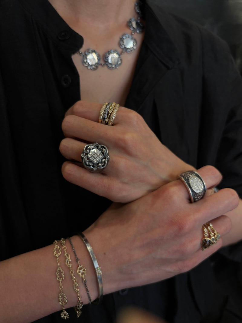 Shield Flower Diamond Ring