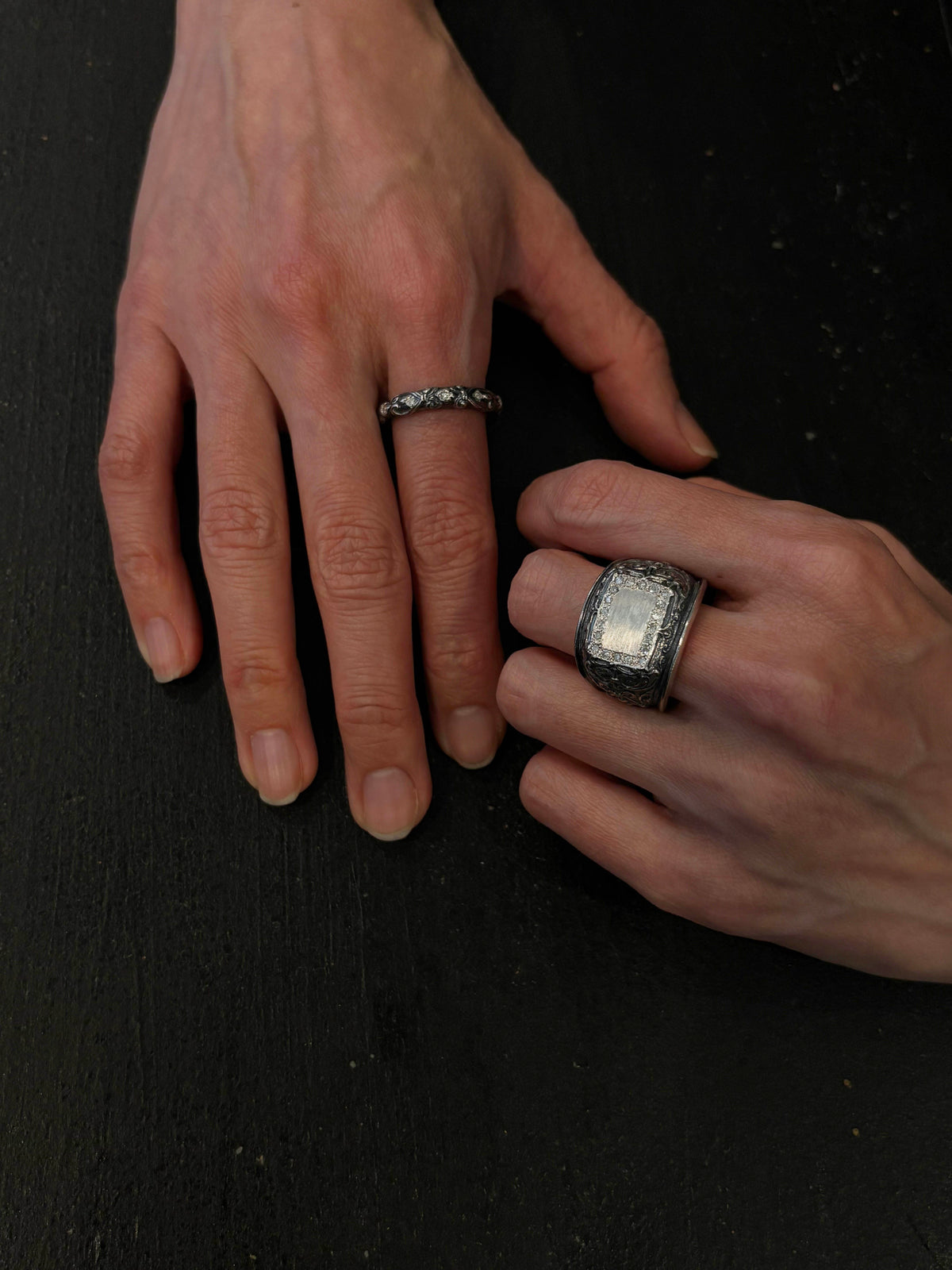 Diamond Framed Signet Ring
