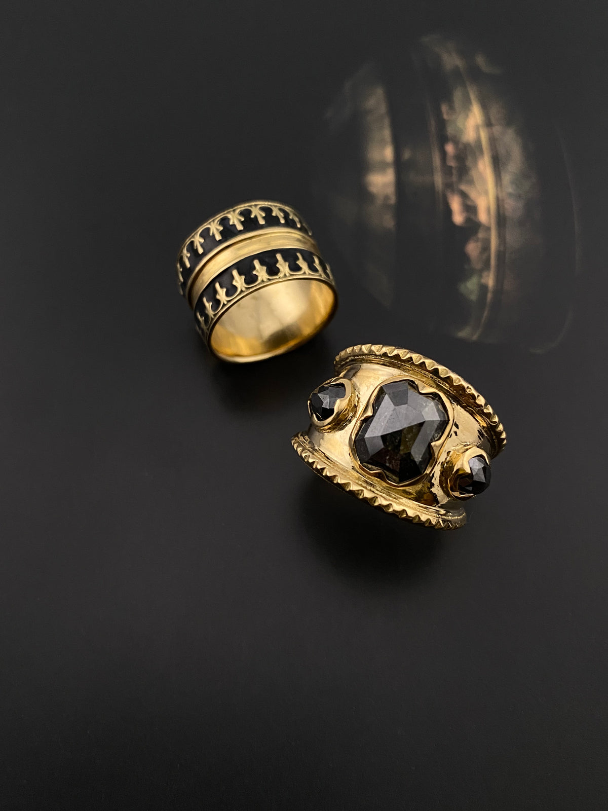 Corinthian Black Enamel Ring