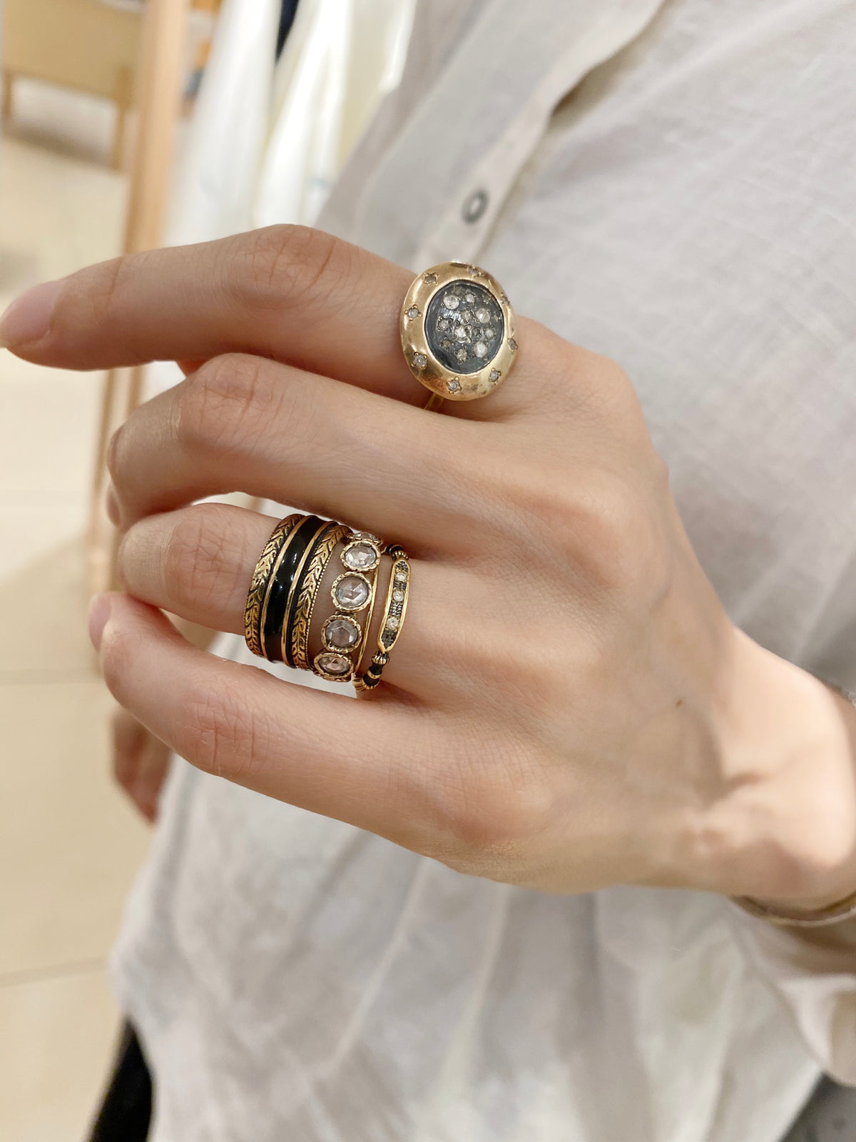 A Starlit Night Moon Ring