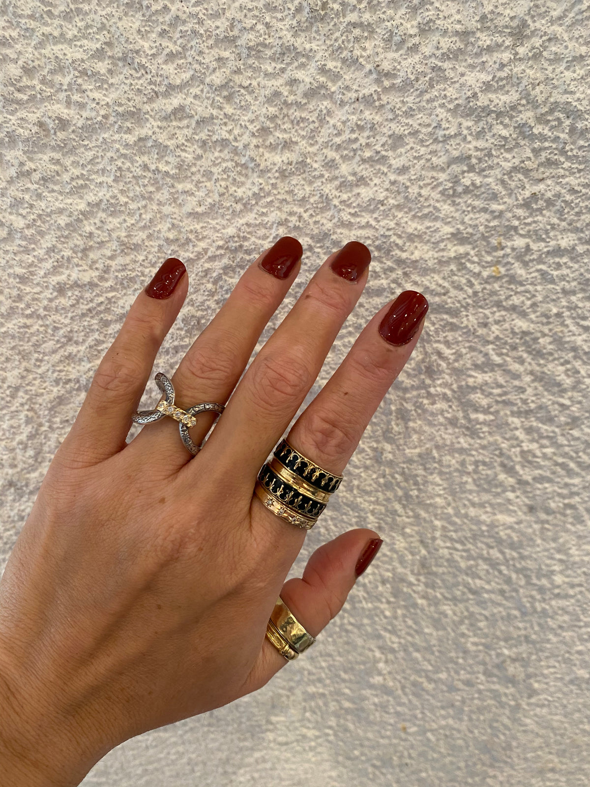 Corinthian Black Enamel Ring